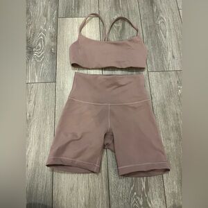 lululemon athletica Mauve High-Rise Biker Shorts with Matching Bralette